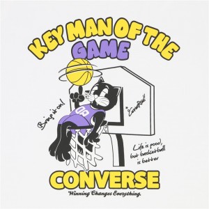 converse(コンバース)4S プリントTシャツバスケットTシャツ M(cb241369-1100)