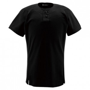 デサント DESCENTEユニフォームシャツ ハーフボタンシャツ野球 ソフトユニフォーム シャツ・M(DB1012-BLK)