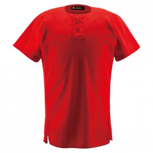 デサント DESCENTEユニフォームシャツ ハーフボタンシャツ野球 ソフトユニフォーム シャツ・M(DB1012-RED)