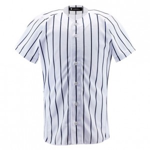 デサント DESCENTEユニフォームシャツ フルオープンシャツ(ワイドストライプ)野球 ソフトユニフォーム シャツ・M(DB6000-SWNV)