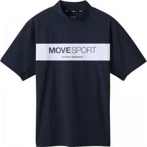 ムーブスポーツmovesportミニカノコ モックネックシャツマルチSP半袖 Tシャツ(dmmxja53-nv)