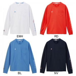 lecoqsportif(ルコック)LCS Plumeニット 長袖Tシャツ(Aile forme)マルチトレ-ニングトップス単品(シャツ長)qmwxjb02-bl