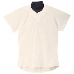 ミズノ MIZUNOシャツ セミハーフボタンタイプ (48アイボリー)野球 ウェア ユニフォームシャツ(12jc5f4148)