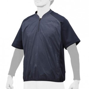 ミズノ MIZUNOハイブリッドハーフZIPジャケット(半袖)野球 ウェア トレーニングジャケット(12JE8V48)