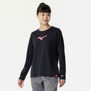 ミズノ MIZUNO発熱素材 ブレスサーモロゴTシャツ 長袖トレーニング ウィメンズ Ｔシャツ(32MAB855)