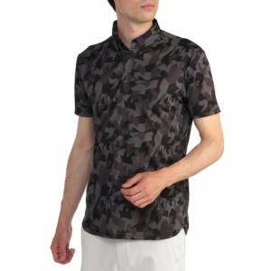 ミズノ MIZUNOメッシュジャガードプリント半袖共衿シャツ (メンズ) ゴルフ ウエア トップス 半袖シャツ (E2MA2001)
