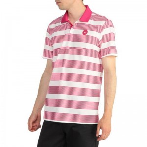 ミズノ MIZUNOワンポイントボーダー半袖ポロシャツ (メンズ) ゴルフ ウエア トップス 半袖シャツ (E2MA2014)