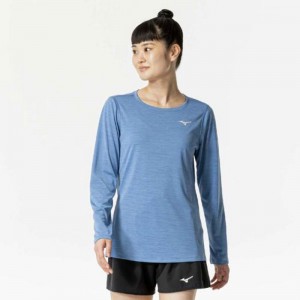 ミズノ MIZUNOクイックドライTシャツ (長袖/オーロラ)ランニング ウエア ランニングシャツ(J2MAA722)