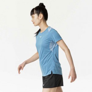 ミズノ MIZUNO汗処理/通気 ドライエアロフローTシャツ (オーロラ)ランニング ウエア ランニングシャツ(J2MAB204)