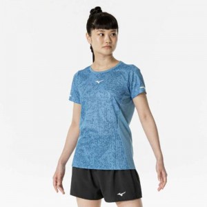 ミズノ MIZUNO汗処理/通気 ドライエアロフロープレミアムTシャツ (オーロラ)ランニング ウエア ランニングシャツ(J2MAB701)