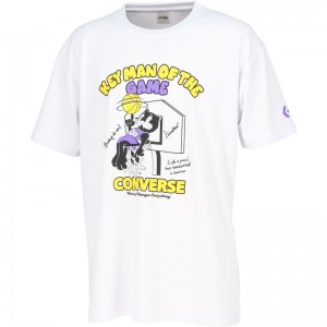 converse(コンバース)4S プリントTシャツバスケットTシャツ M(cb241369-1100)