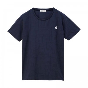 lecoqsportif(ルコック)ジャガードニット 半袖Tシャツマルチトレ-ニングトップス単品(シャツ短)qmwxja06-nv