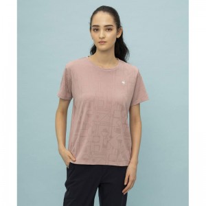 lecoqsportif(ルコック)ジャガードニット 半袖Tシャツマルチトレ-ニングトップス単品(シャツ短)qmwxja06-pk