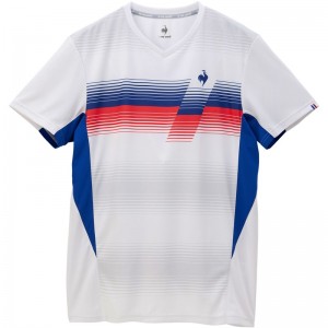 lecoqsportif(ルコック)グラデーションゲームシャツテニスゲームシャツ M(qtmxja03-wh)