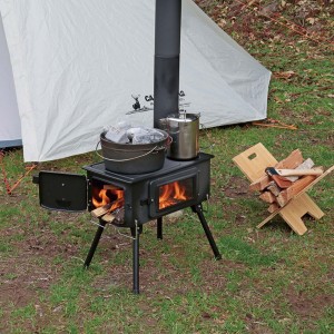 CAPTAIN STAG(キャプテンスタッグ)KAMADO（かまど）煙突 ガラス窓付 角型ストーブトレッキング キャンプ用品 調理用具(UG75)