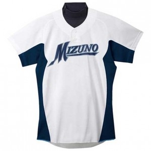 ミズノ MIZUNO練習用シャツ (14ホワイト×ネイビー)野球 ウェア 練習用ユニフォーム(12jc5f4214)