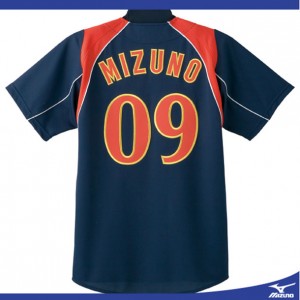 ミズノ MIZUNO09ジャパンモデルシャツ(ジュニア 野球) (52MW08314ネイビー×レッド×グレーパイピング)野球 ウェア ユニフォームシャツ(52MJ08352MW08314)