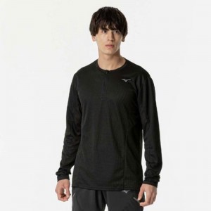 ミズノ MIZUNO汗処理/通気 ドライエアロフローハーフジップTシャツ (長袖/オーロラ)ランニング ウエア シャツ(J2MAB505)