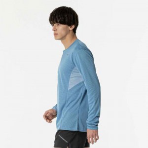 ミズノ MIZUNO汗処理/通気 ドライエアロフローハーフジップTシャツ (長袖/オーロラ)ランニング ウエア シャツ(J2MAB505)