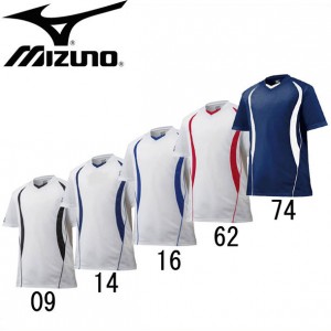 ミズノ MIZUNOベースボールシャツ V首・デザイン切リ替エシャツ(12JC5L10)