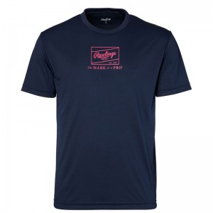 ローリングス RawlingsパッチロゴプリントTシャツTシャツ ネイビー/ピンク 24SSAST14S04