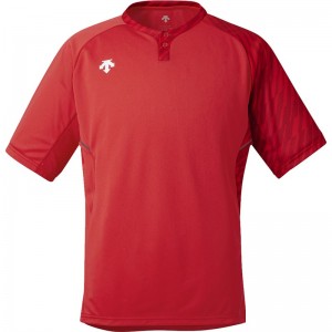 デサント(descente)2ボタンシヤツ野球 ソフト半袖 Tシャツ(db127-red)