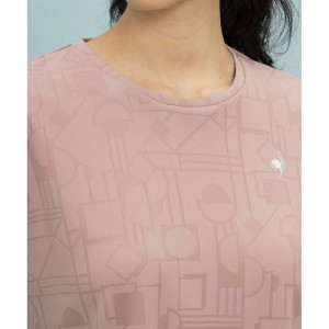 lecoqsportif(ルコック)ジャガードニット 半袖Tシャツマルチトレ-ニングトップス単品(シャツ短)qmwxja06-pk