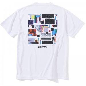 spalding(スポルディング)Tシャツ デジタルコラージュバックプリバスケット 半袖Tシャツ(smt23012-2000)