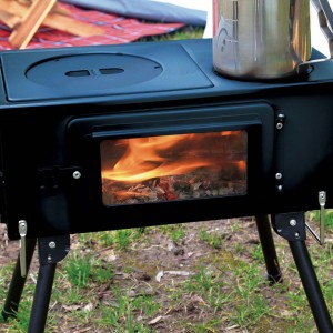 CAPTAIN STAG(キャプテンスタッグ)KAMADO（かまど）煙突 ガラス窓付 角型ストーブトレッキング キャンプ用品 調理用具(UG75)