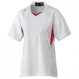 ミズノ MIZUNOゲームシャツ(レディース ソフトボール) (62ホワイト×レッド)ソフトボール ウェア(12jc4f7062)