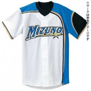 ミズノ MIZUNOシャツ(北海道日本ハムファイターズ型 オープンタイプ メッシュ)(ホーム)(野球) (01ホワイト×F.ブルー×ブラック×ゴールド)野球 ウェア ユニフォームシャ